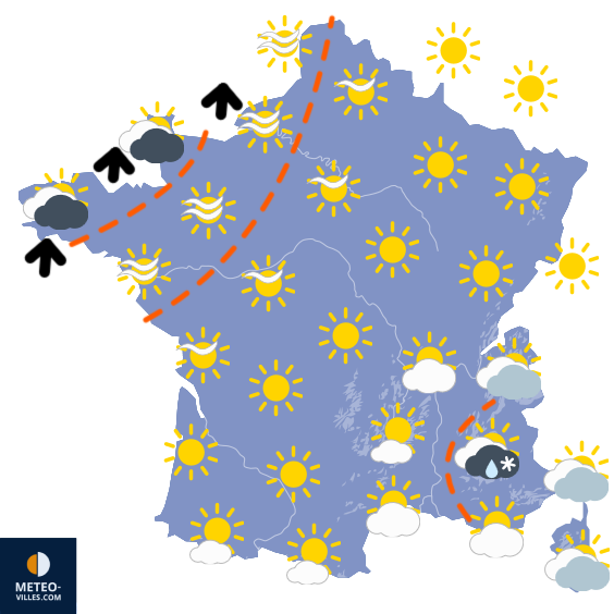 Carte de prévisions du temps du Dimanche 1 mars 2026