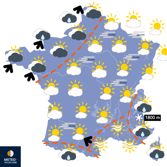 Carte de prévisions du temps du Vendredi 27 février 2026