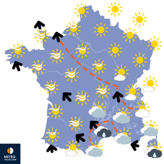 Carte de prévisions du temps du Dimanche 1 mars 2026