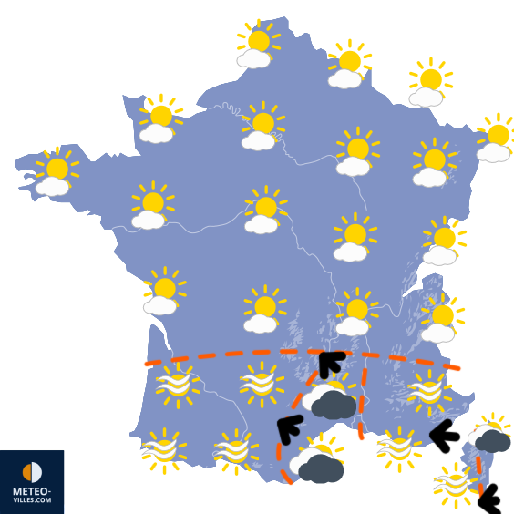 Carte de prévisions du temps du Jeudi 26 février 2026