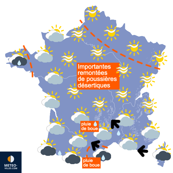 Carte de prévisions du temps du Mardi 3 mars 2026