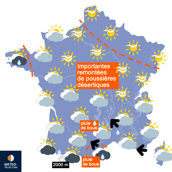 Carte de prévisions du temps du Mercredi 4 mars 2026