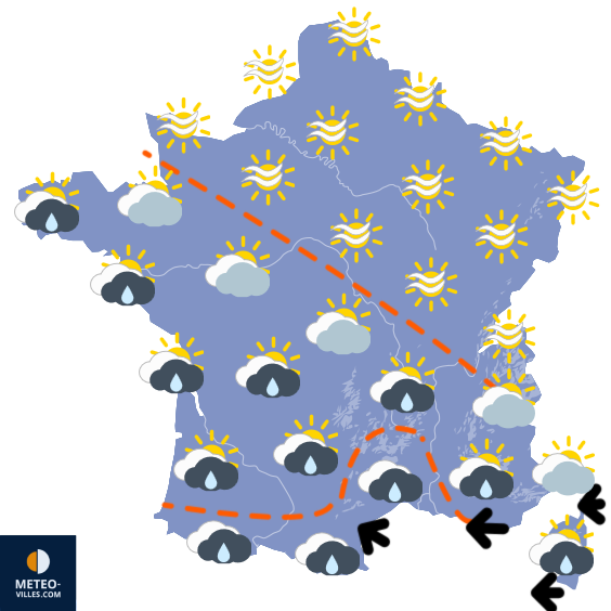 Carte de prévisions du temps du Samedi 28 février 2026
