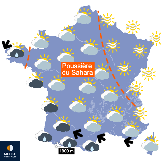 Carte de prévisions du temps du Mardi 3 mars 2026