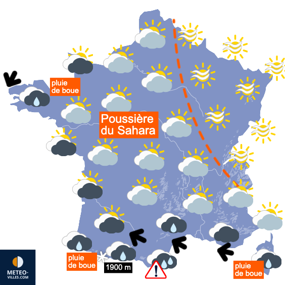 Carte de prévisions du temps du Jeudi 5 mars 2026