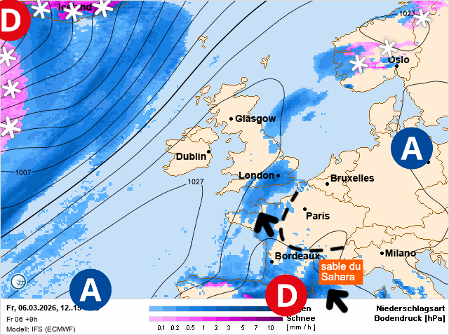 Carte de prévisions d'europe du Vendredi 6 mars 2026