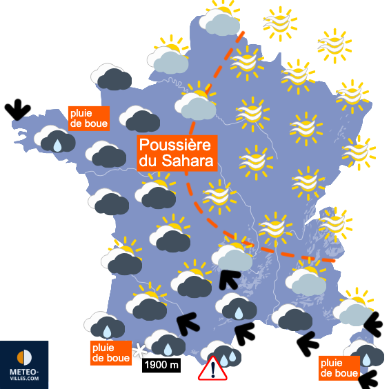 Carte de prévisions du temps du Vendredi 6 mars 2026