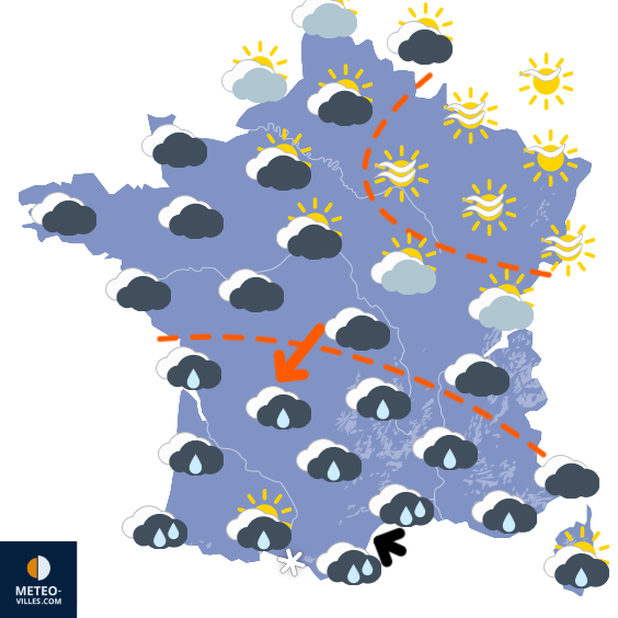 Carte de prévisions du temps du Samedi 7 mars 2026