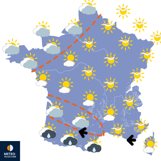 Carte de prévisions du temps du Samedi 7 mars 2026