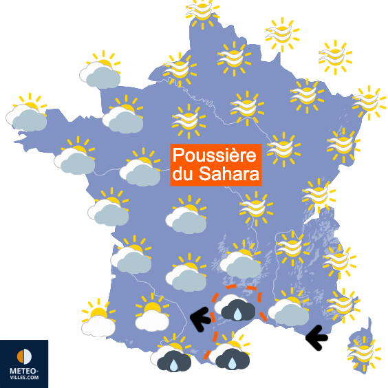 Carte de prévisions du temps du Samedi 7 mars 2026