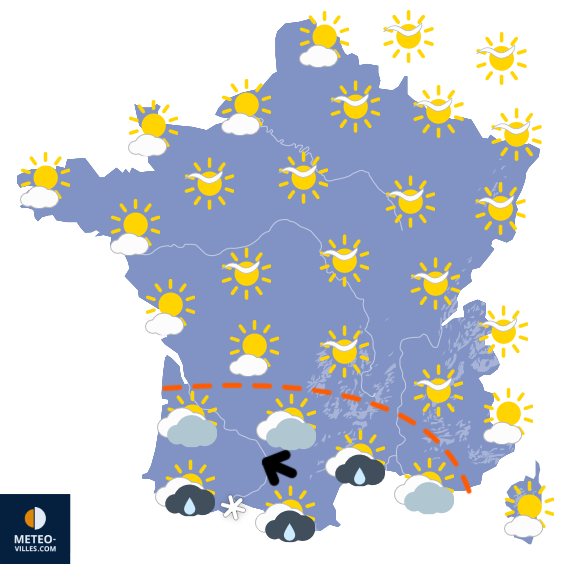 Carte de prévisions du temps du Dimanche 8 mars 2026