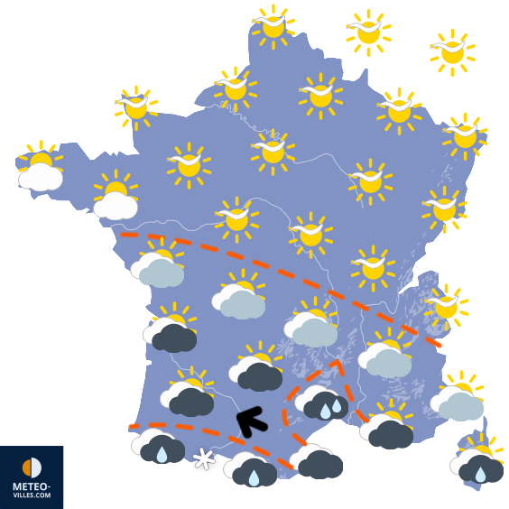 Carte de prévisions du temps du Mardi 3 mars 2026