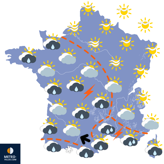Carte de prévisions du temps du Dimanche 8 mars 2026