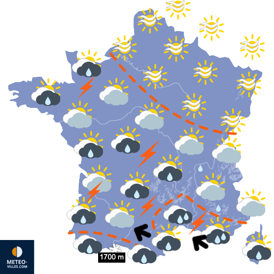 Carte de prévisions du temps du Samedi 7 mars 2026