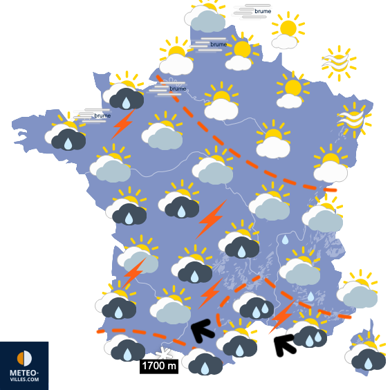 Carte de prévisions du temps du Samedi 7 mars 2026
