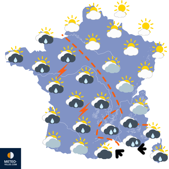 Carte de prévisions du temps du Mardi 3 mars 2026