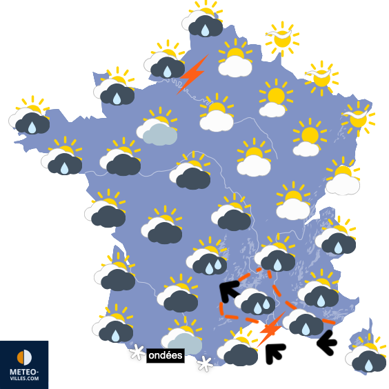 Carte de prévisions du temps du Dimanche 8 mars 2026