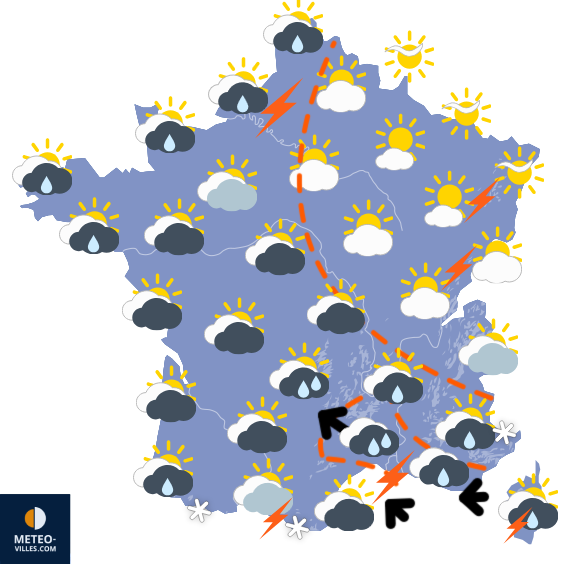 Carte de prévisions du temps du Dimanche 8 mars 2026
