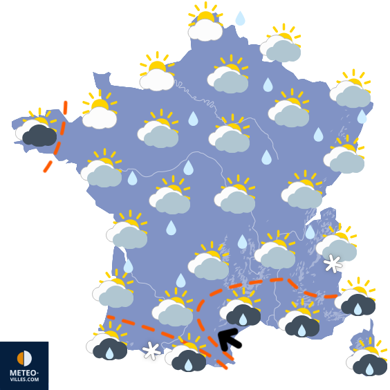 Carte de prévisions du temps du Vendredi 6 mars 2026