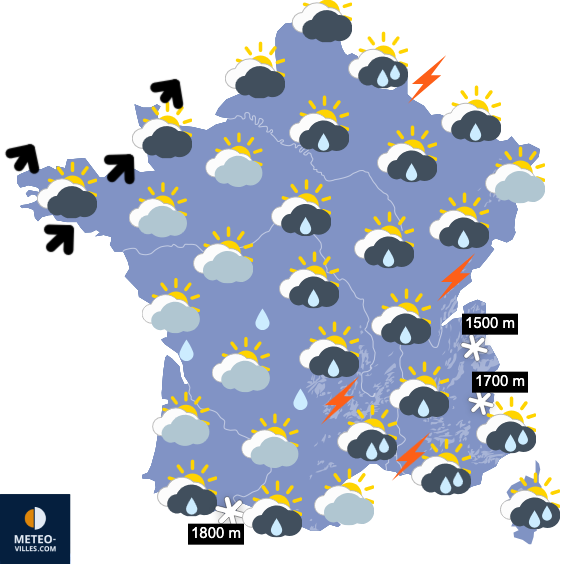 Carte de prévisions du temps du Mardi 10 mars 2026
