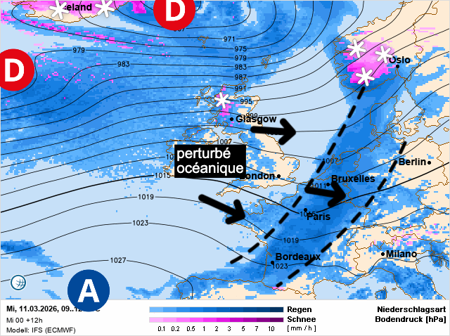 Carte de prévisions d'europe du Mercredi 11 mars 2026