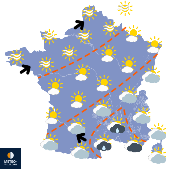 Carte de prévisions du temps du Vendredi 6 mars 2026