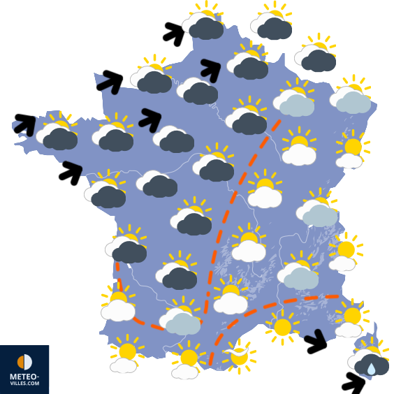 Carte de prévisions du temps du Mardi 10 mars 2026
