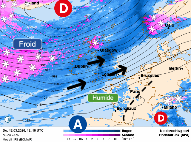 Carte de prévisions d'europe du Jeudi 12 mars 2026