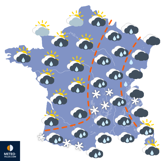 Carte de prévisions du temps du Mardi 10 mars 2026