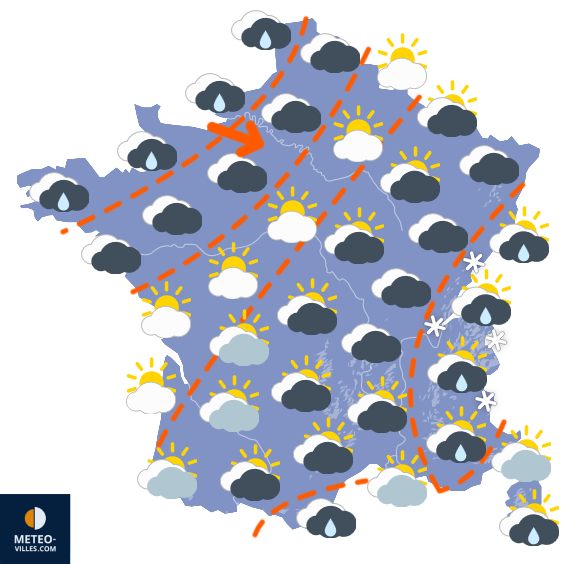 Carte de prévisions du temps du Mardi 10 mars 2026