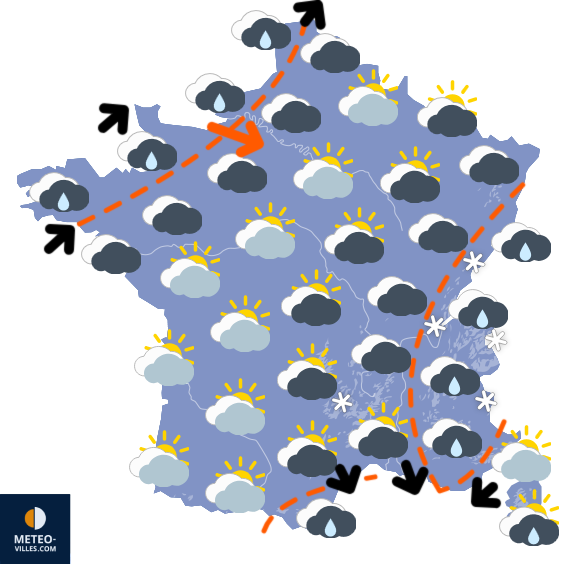 Carte de prévisions du temps du Dimanche 15 mars 2026