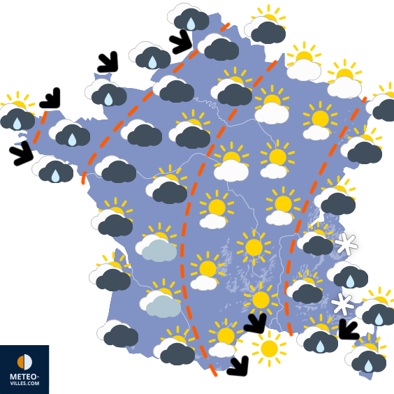 Carte de prévisions du temps du Dimanche 15 mars 2026