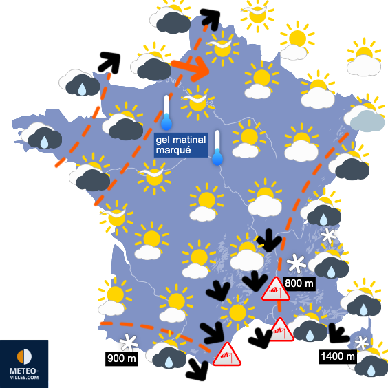 Carte de prévisions du temps du Samedi 14 mars 2026