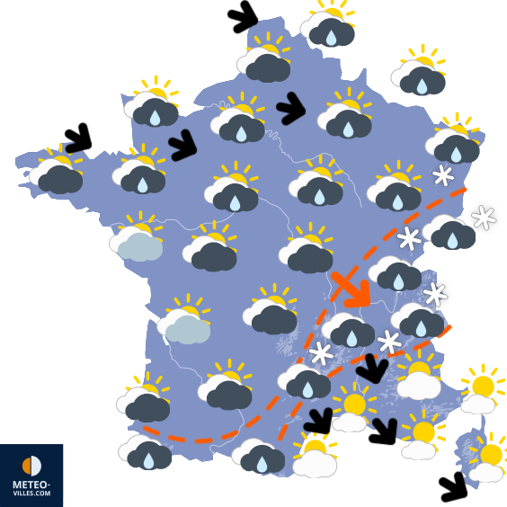 Carte de prévisions du temps du Mercredi 11 mars 2026