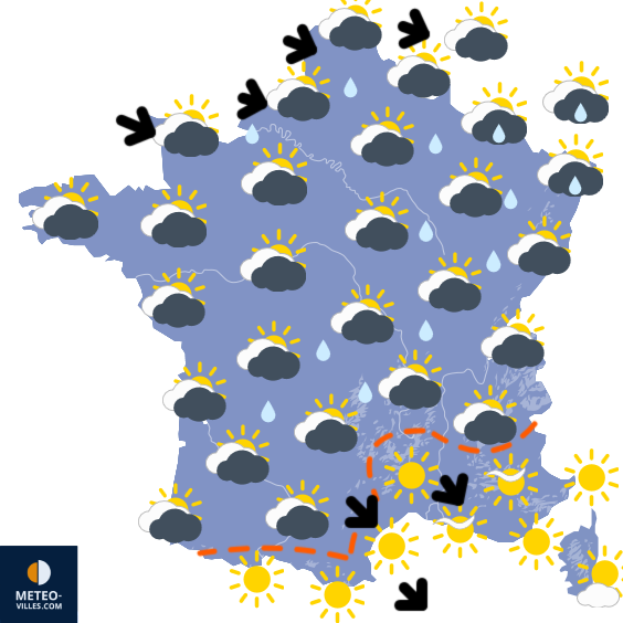 Carte de prévisions du temps du Jeudi 12 mars 2026