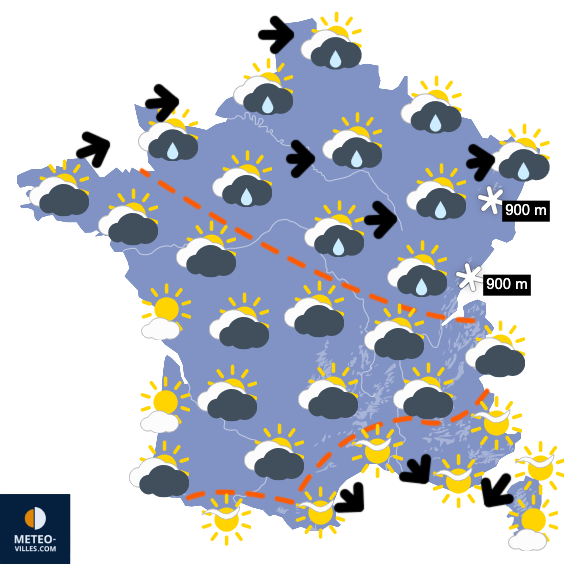 Carte de prévisions du temps du Samedi 14 mars 2026