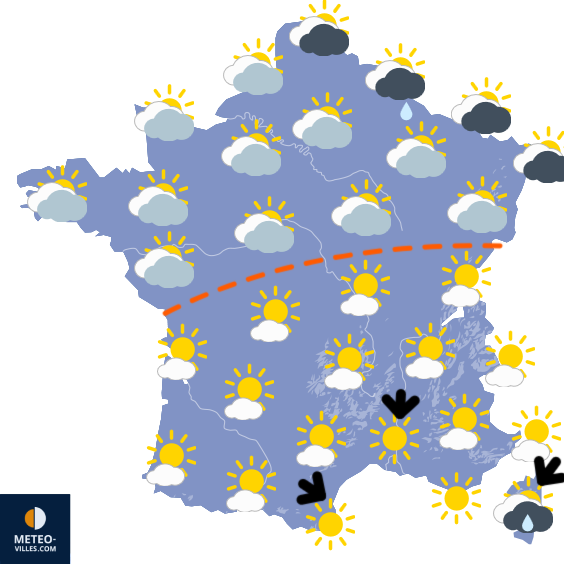 Carte de prévisions du temps du Mercredi 11 mars 2026