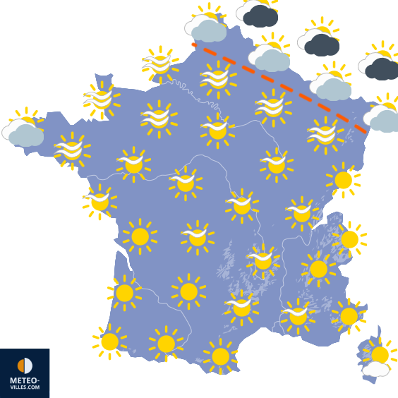 Carte de prévisions du temps du Jeudi 12 mars 2026