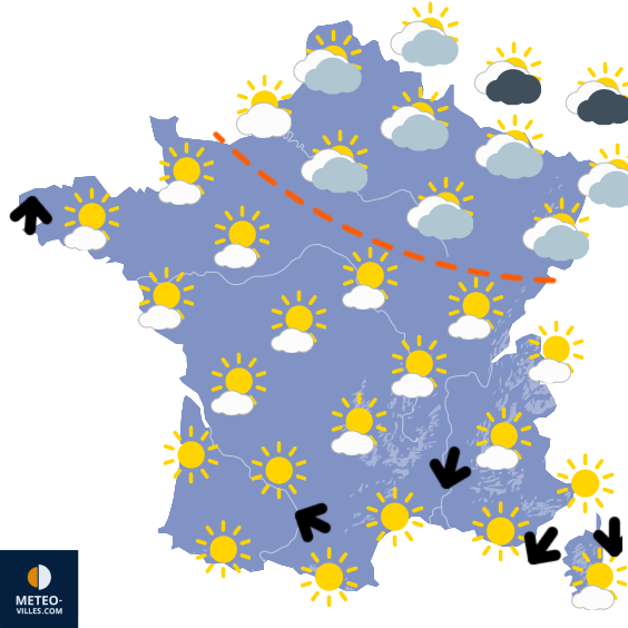 Carte de prévisions du temps du Samedi 14 mars 2026