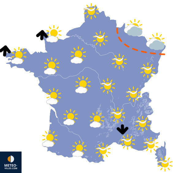 Carte de prévisions du temps du Dimanche 15 mars 2026