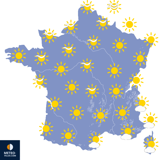 Carte de prévisions du temps du Jeudi 12 mars 2026