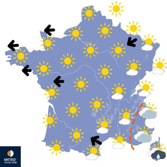 Carte de prévisions du temps du Samedi 14 mars 2026