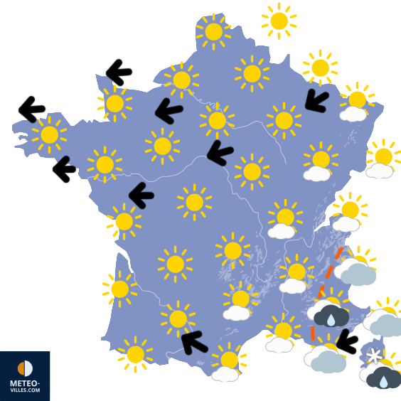 Carte de prévisions du temps du Dimanche 15 mars 2026