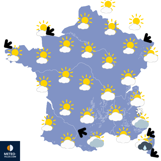 Carte de prévisions du temps du Samedi 14 mars 2026