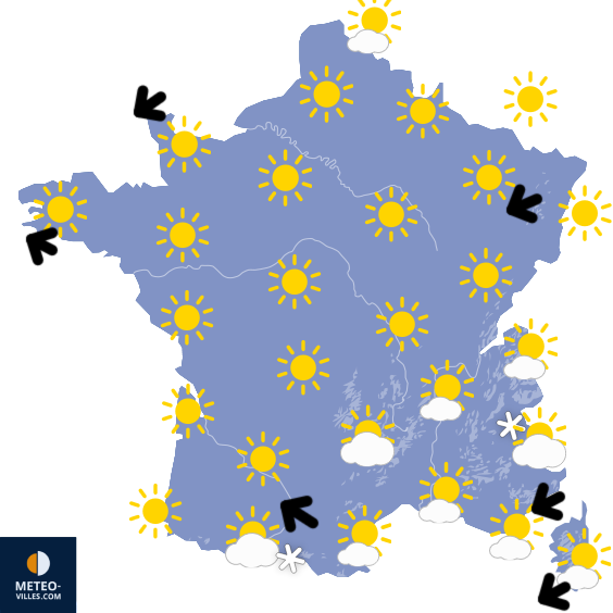 Carte de prévisions du temps du Monday, March 16, 2026