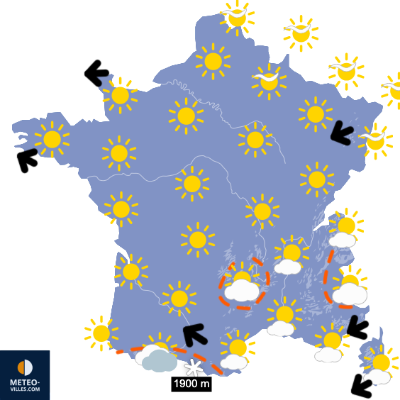 Carte de prévisions du temps du Mardi 17 mars 2026