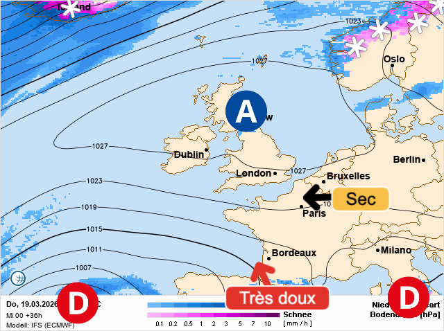 Carte de prévisions d'europe du Thursday, March 19, 2026