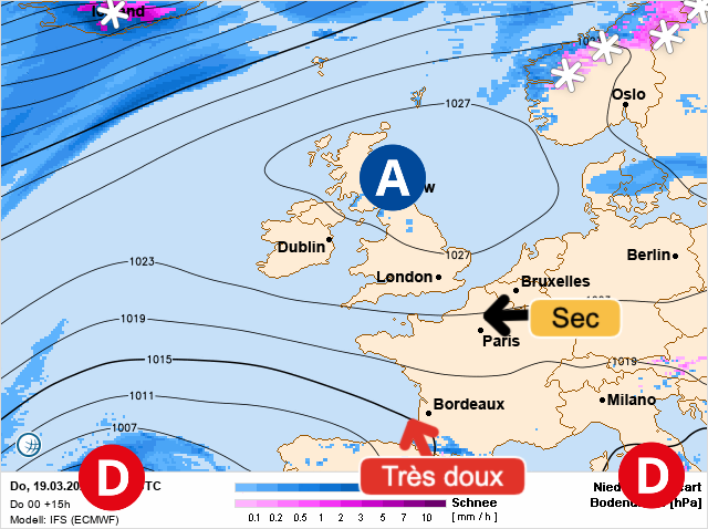 Carte de prévisions d'europe du Jeudi 19 mars 2026