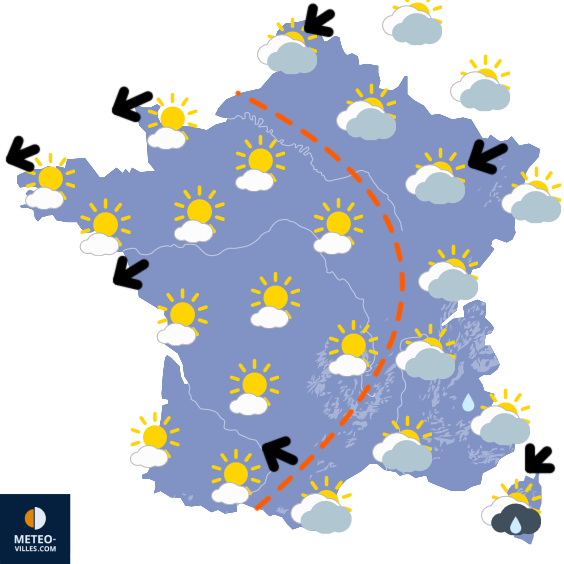 Carte de prévisions du temps du Samedi 14 mars 2026