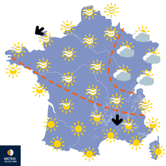 Carte de prévisions du temps du Dimanche 15 mars 2026